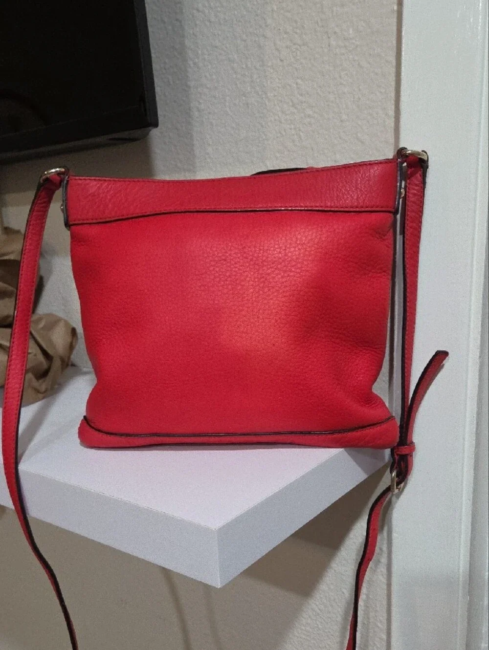 kate spade Red Perforated Leather Shoulder Crossbody Bag